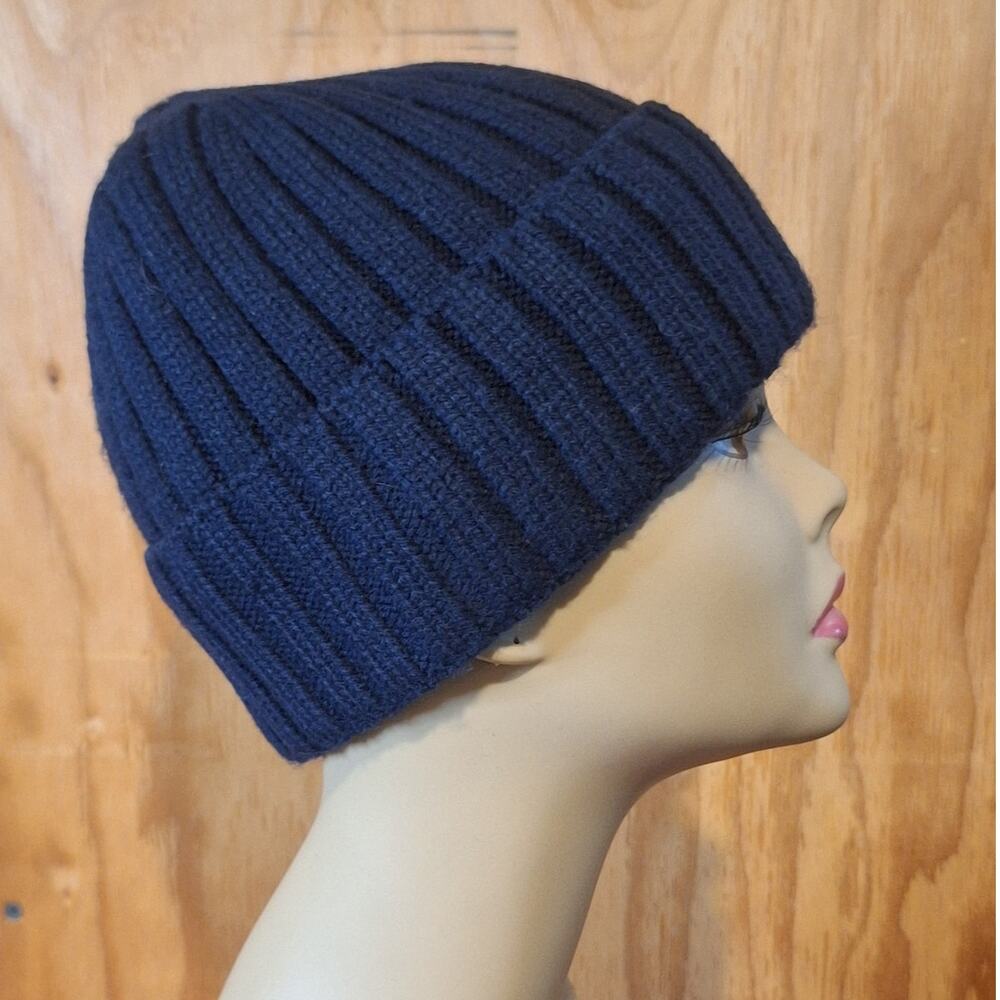 Urban Outfitters Beanie UNISEX OS Navy Chunky Ribbed Cuffed Outdoor Cozycore - Picture 4 of 8